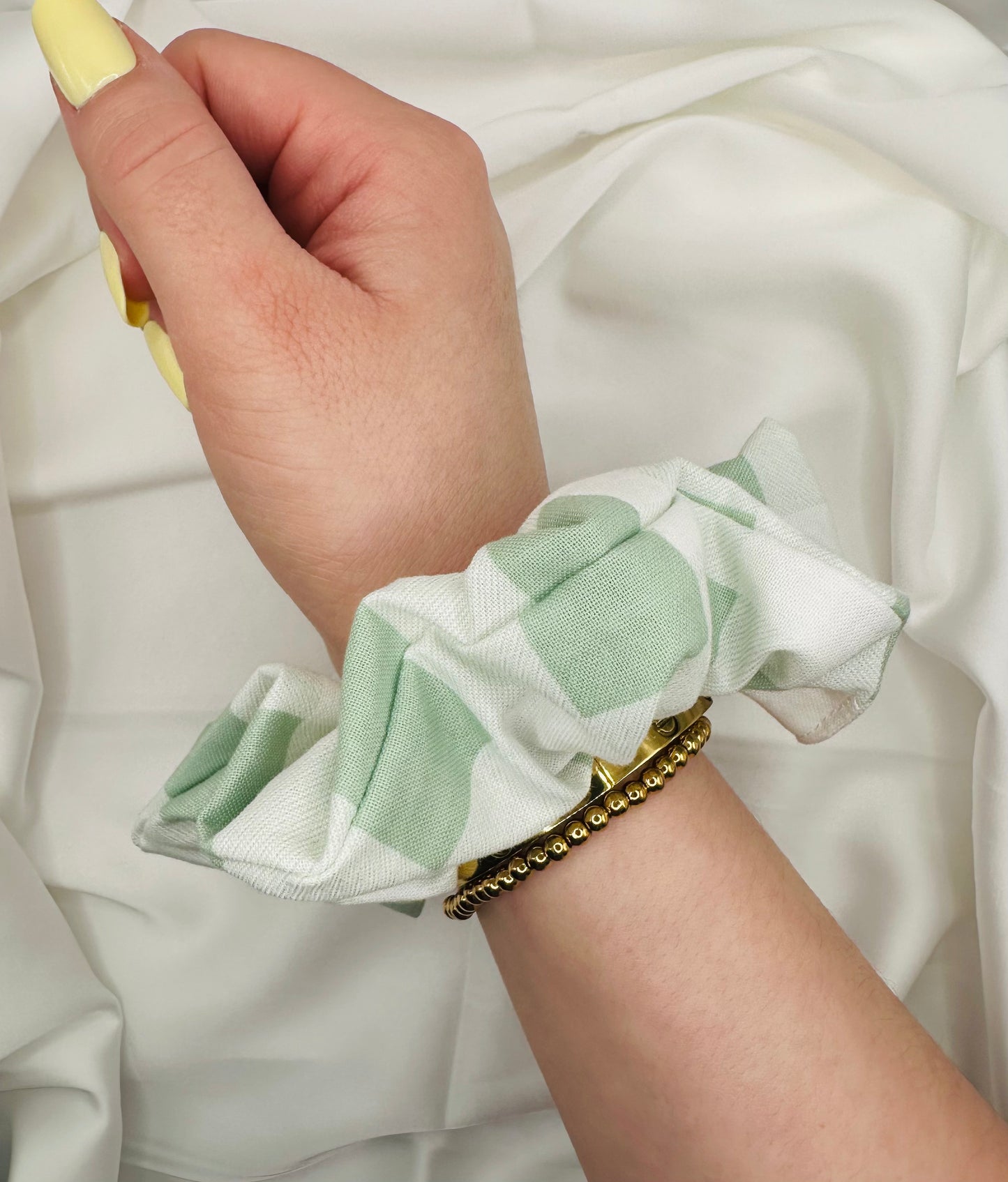 Sage Gingham Scrunchie